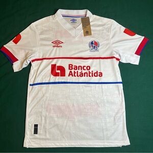 Umbro Banco Atlantida Soccer Jersey NWT White Official Olimpia Size Large